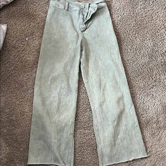 Miou Muse Denim - Wide Leg High Waisted Green Jeans